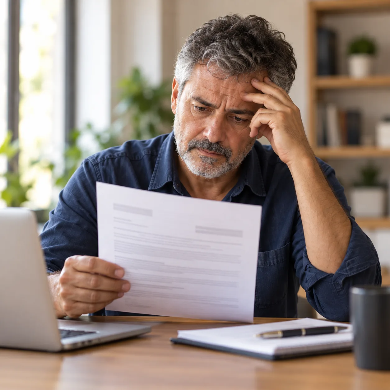 Homem analisando uma resposta negativa de benefício